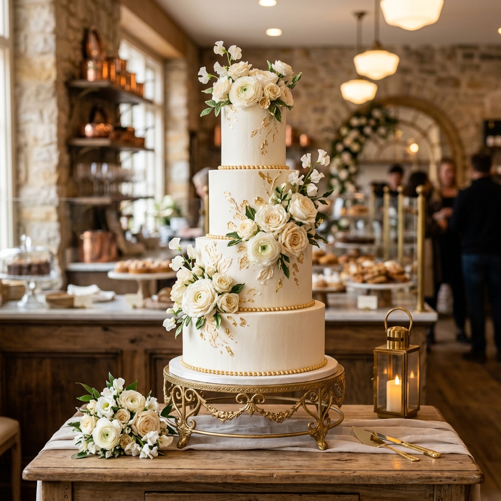 Four-tier wedding cake